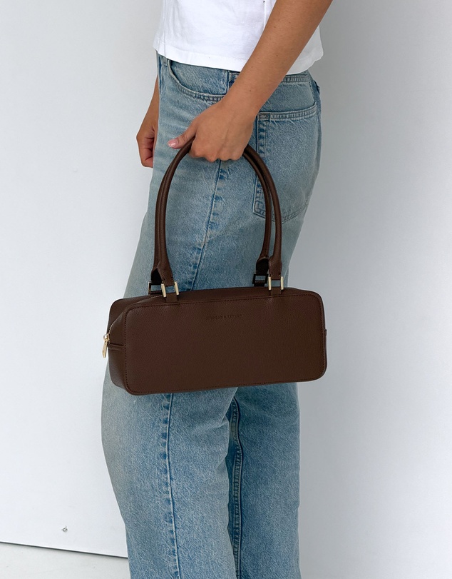 Morgan & Taylor - Mackenzie Rectangle Shoulder Handbag in Chocolate Brown