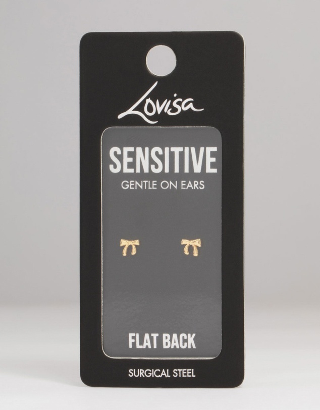 Lovisa - Gold Plated Surgical Steel Bow Flat Back Earrings
