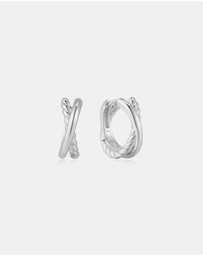 Ania Haie - Ania Haie Silver Entwined Dual Huggie Hoop Earrings