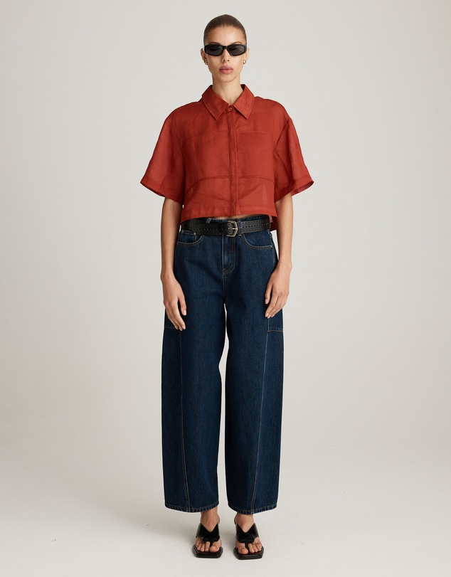 Mattir - Aire Ramie Crop Cherry