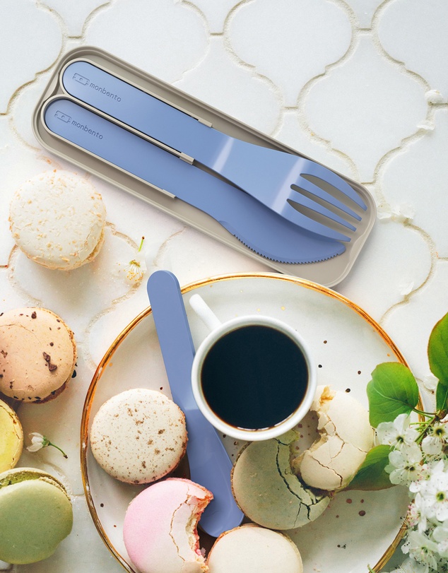 Monbento - Monbento Mb Pocket Plastic Cutlery Set - Colour Blue Infinity