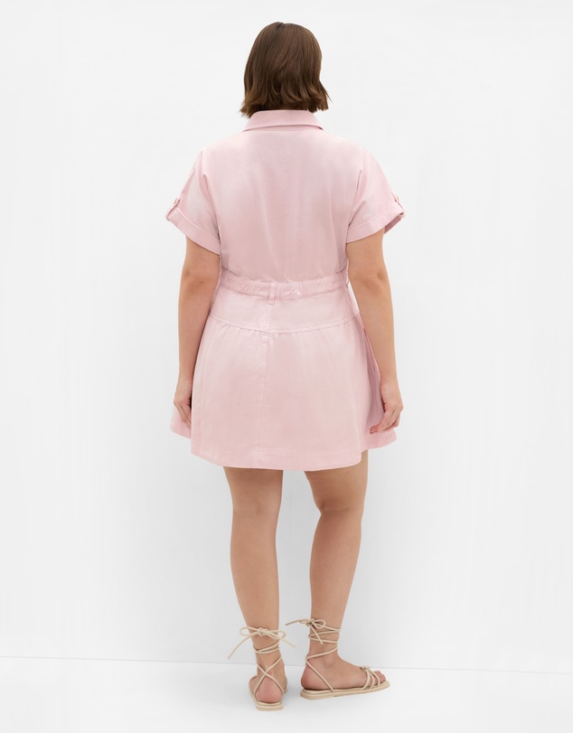 City Chic - Plus Size Ari Denim Mini Dress - heavenly pink
