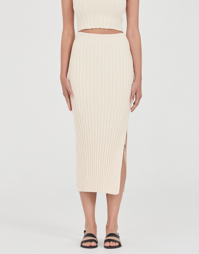 FRIEND of AUDREY - The Cotton Rib Midi Skirt