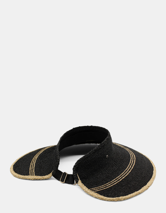 Morgan & Taylor - Eva Braided Raffia Visor in Black