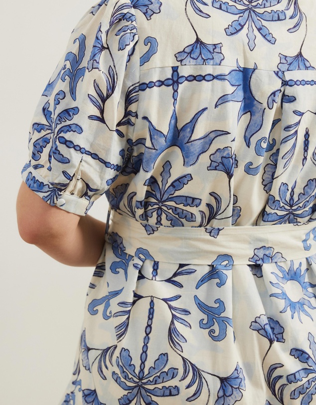 Atmos&Here Curvy - Bailey Button Front Linen Blend Mini Dress