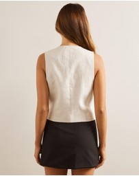 AERE - Asymmetric Buttoned Linen Vest