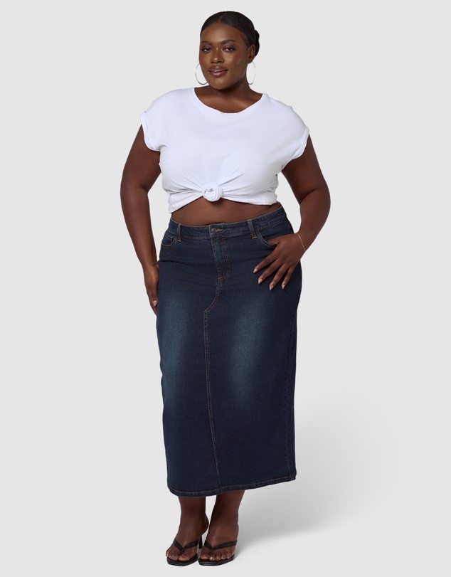 Indigo Tonic - Raven Denim Midi Skirt