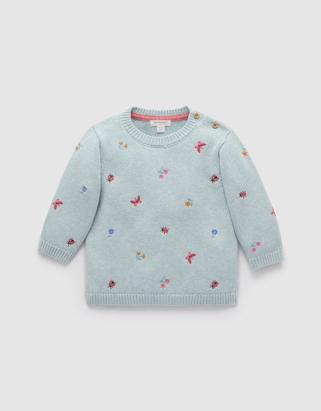 Purebaby - Ladybird Embroidered Jumper -Kids-Babies