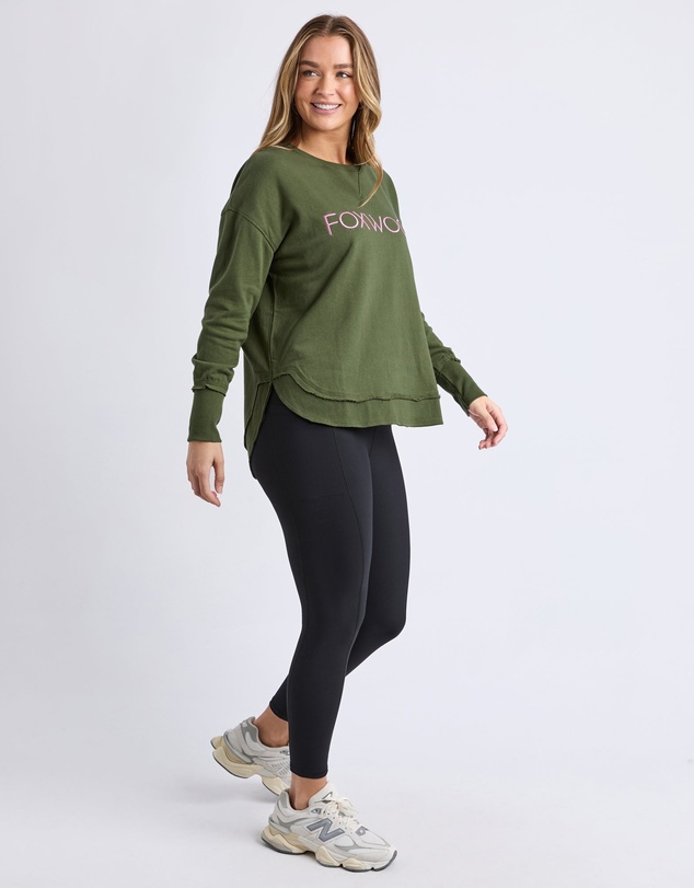 Foxwood - Simplified Metallic Crew Olive With Pink