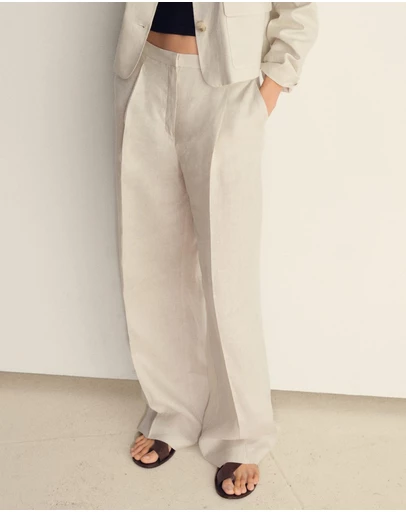M.N.G - Leo Pleated Linen Trousers