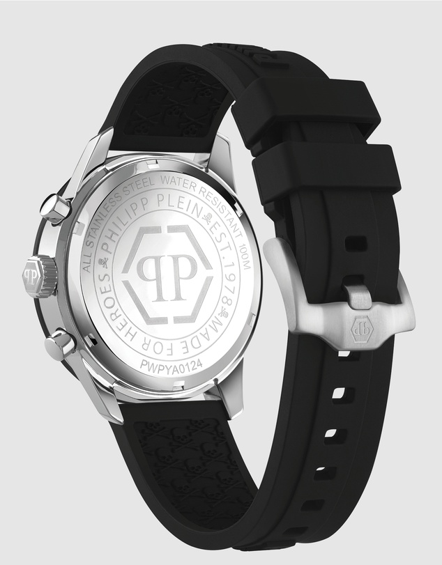 Philipp Plein - Pleinmeter - 44mm Silver Dial and Black Silicone Strap