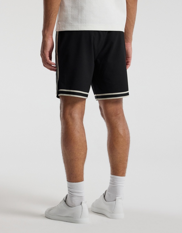 Calibre - Stripe Trim Textured Shorts Black