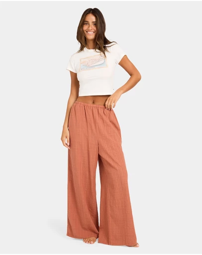 Roxy - Womens Costa Check Elastic Waist Pants