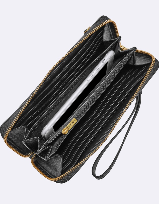 Fossil - Logan Black Zip Clutch