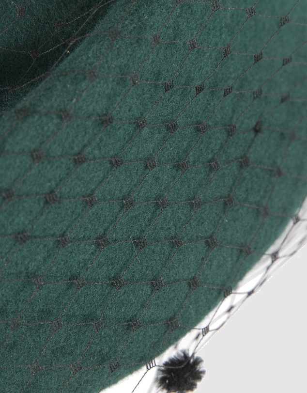 Max Alexander - Felt Green Pillbox Hat With Veil