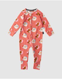 Kip&Co - I Love Christmas Spot Organic Long Sleeve Zip Romper - Babies