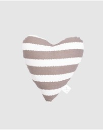 Mog & Bone - Heart Shaped Soft Toy - Latte Hamptons Stripe Print