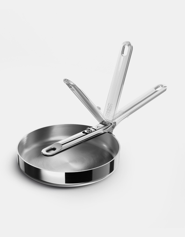 Joseph Joseph - Space Steel Stainless-steel Frying Pan with Folding Handle - 20cm
