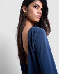 TOPSHOP - Cupro LS Cowl Back Top