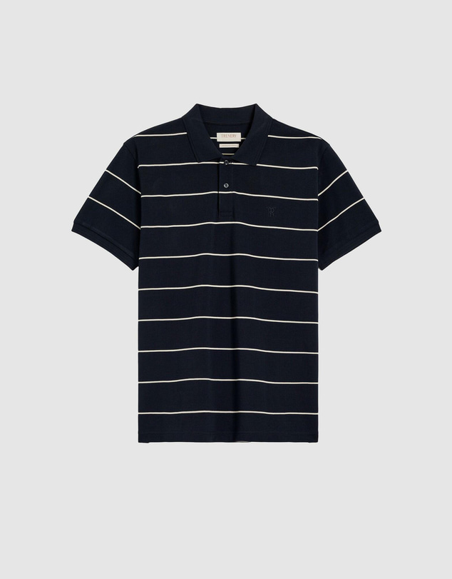 Trenery - Pique Stripe Monogram Polo