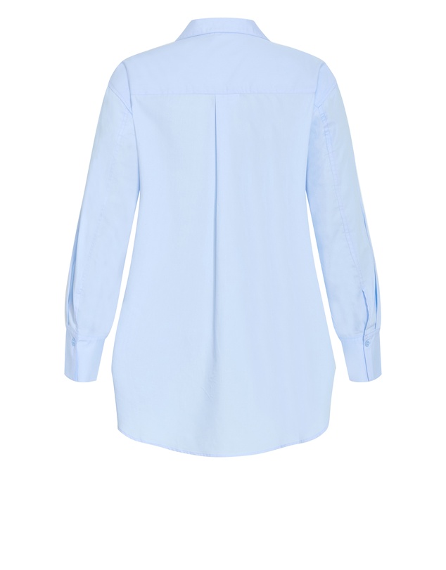 City Chic - Plus size Chiara Cotton Longline Shirt - ice blue