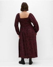 City Chic - Abbigail Long Sleeve Print Maxi Dress