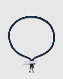 Nialaya Jewellery - Men's Navy Blue String Bracelet with Adjustable Silver Lock