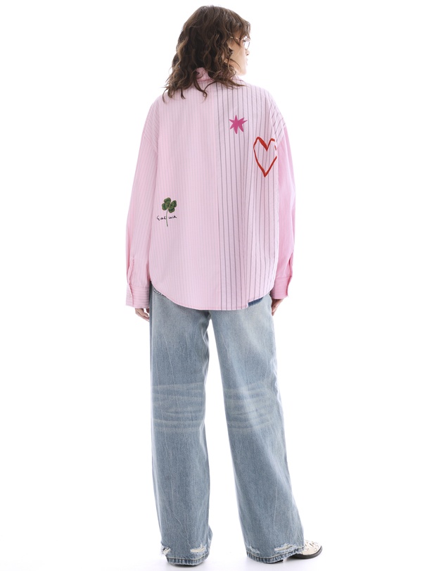 THE TALES - Half n Half Illustrated Soleil Stripe Shirt