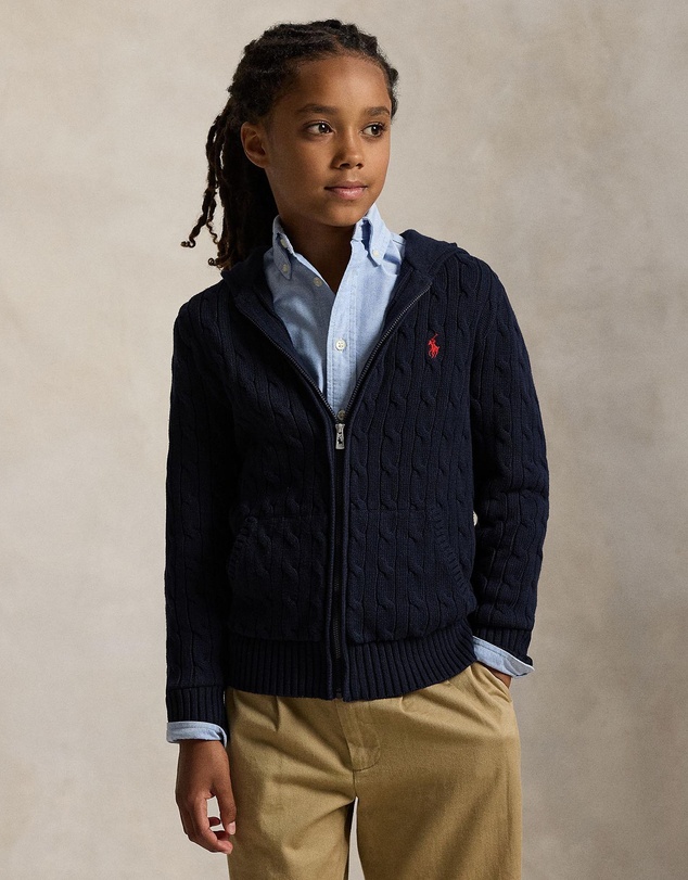 Polo Ralph Lauren - Cable Cotton Hooded Full-Zip Sweater - ICONIC EXCLUSIVE - Teens