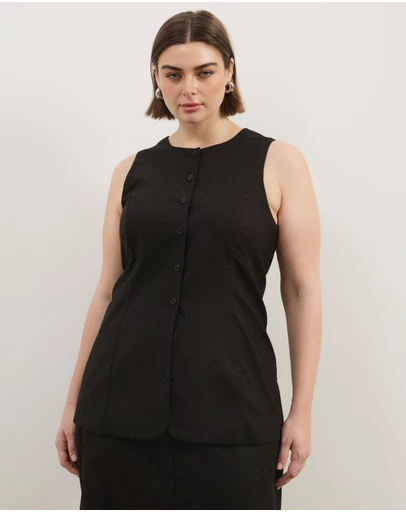 Atmos&Here Curvy - Heidi Linen Longline Vest