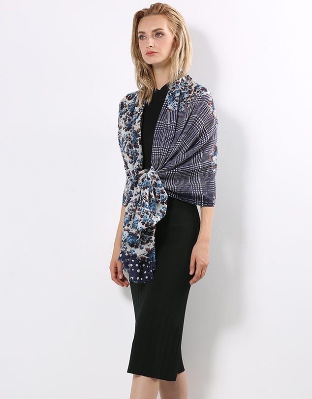 Ozwear Connection Uggs - Ugg 100% Australian Merino Wool Scarf Purplish Blue and Check