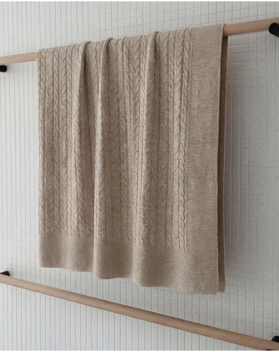 SILK MAGNOLIA - Cashmere Cable Baby Blanket