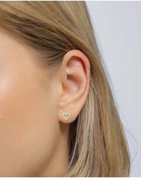 Elli Jewelry - Earrings Stud Crystal Heart 925 Sterling Silver Gold-Plated