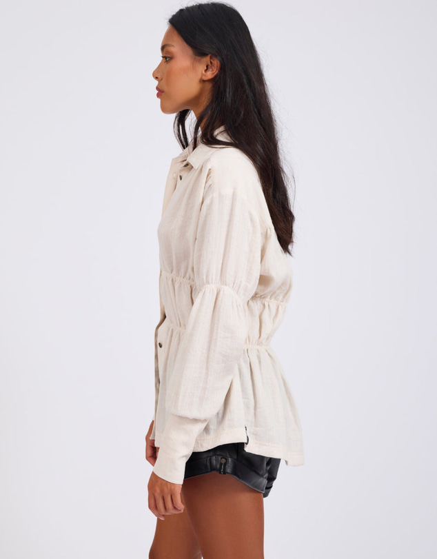 ONE TEASPOON - Harper Ruched Longsleeve Shirt - Cream