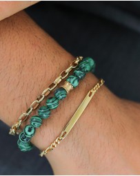 Kuzzoi - ICONIC EXCLUSIVE - Malachite Resin Bead Bracelet with Gold-Plated Silver Elements