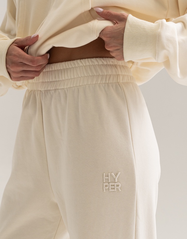 HyperLuxe The Label - Logo Embroidered Straight Leg Sweatpants