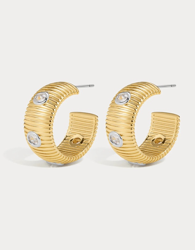 Luv Aj - The Pave Georgia Ridged Hoops