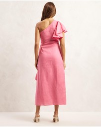 AERE - Linen Frill Midi Dress