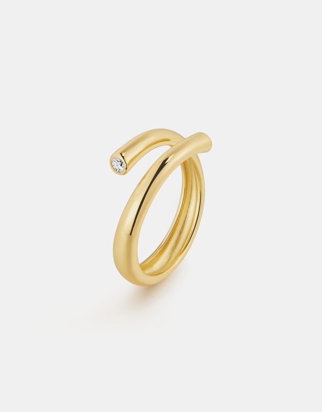 Ania Haie - Gold Spiral Bezel-End Adjustable Ring