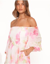 Petal & Pup - Chantel Off Shoulder Maxi Dress - Pink Garden Floral