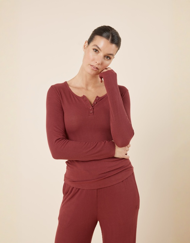 Gingerlilly - Lille Ribbed Long Sleeve Henley Top