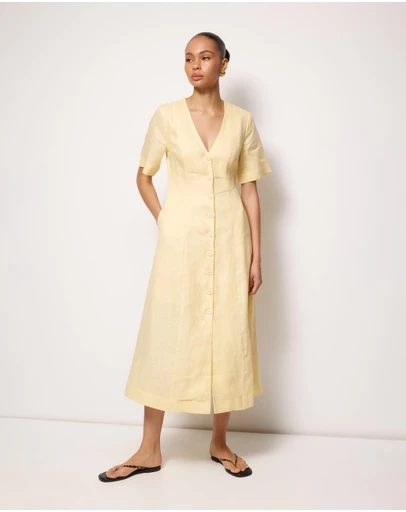 AERE - Rani Linen Midi Dress