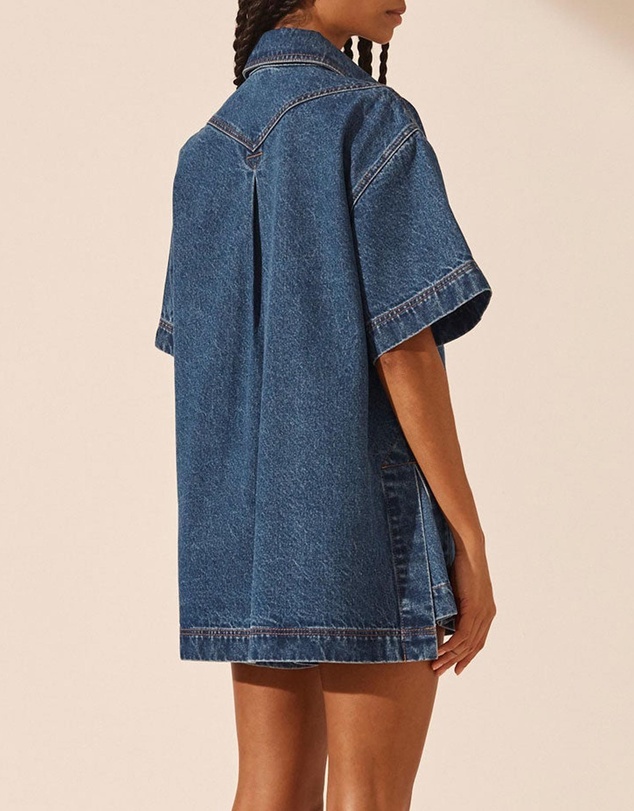 Shona Joy - Raquel Short Sleeve Curved Hem Shirt