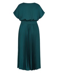 City Chic - Plus size Elia Pleat Dress - emerald