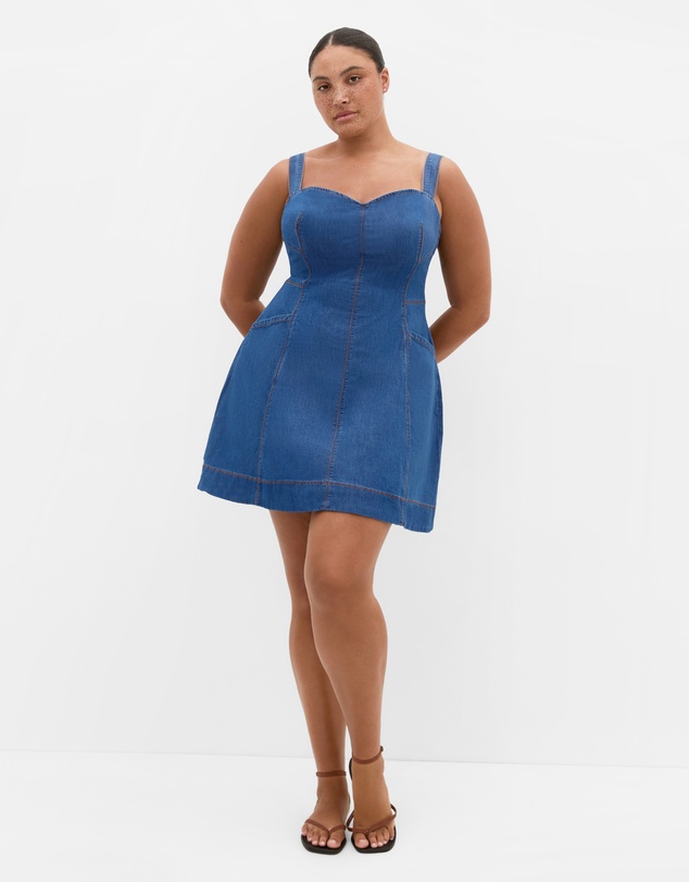 City Chic - Denim Flare Mini Dress