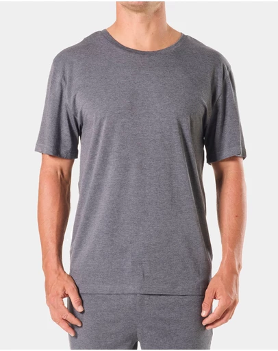 Mitch Dowd - Mens Soft Bamboo Crew Neck Sleep Tee - Grey Marle