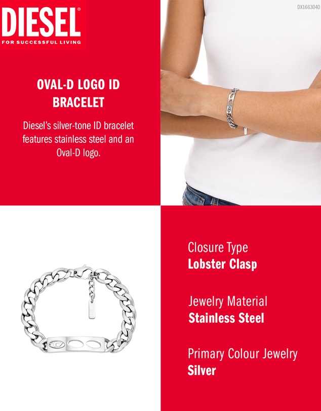 Diesel - D Logo Silver Bracelet