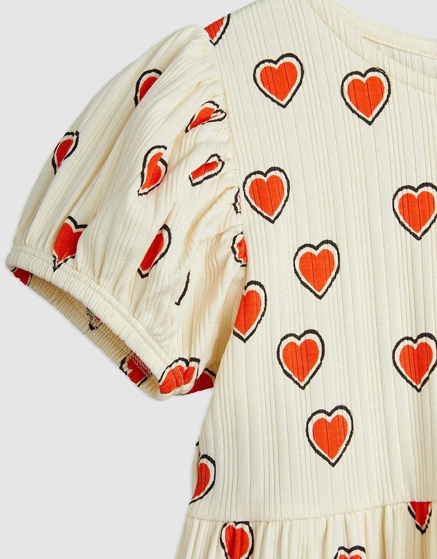 Mini Rodini - Outlined Hearts AOP Short Sleeve Dress - Kids-Teens