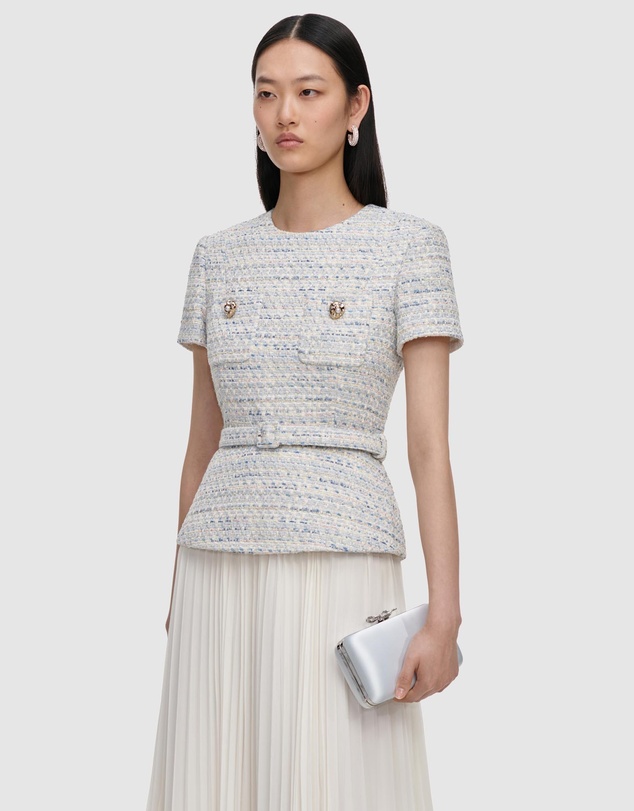 Self Portrait - Boucle Chiffon Midi Dress