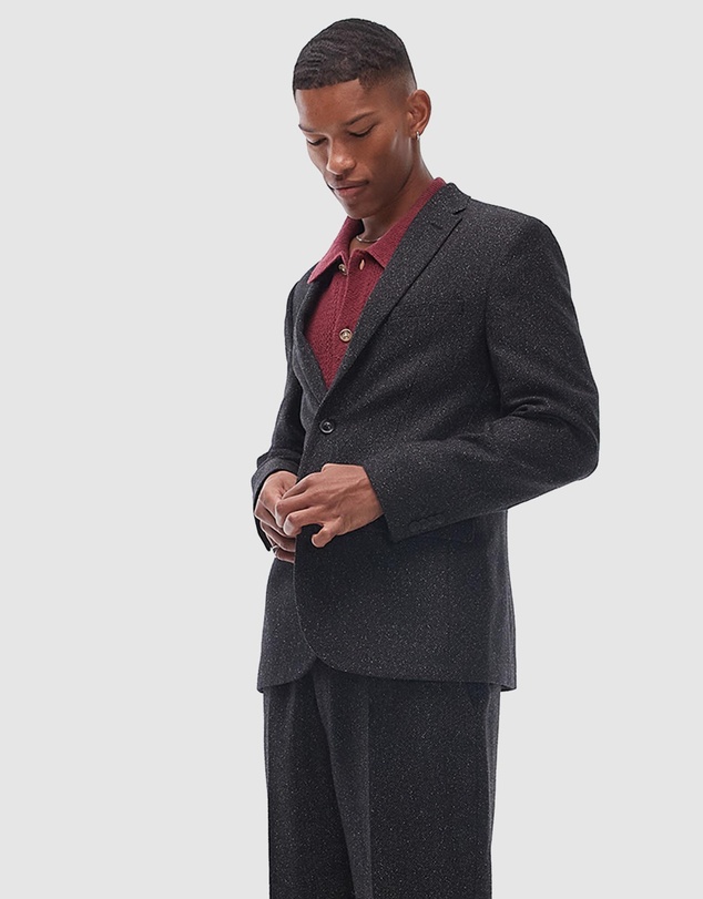 Topman - Slim Salt and Pepper Wool Mix Suit Jacket